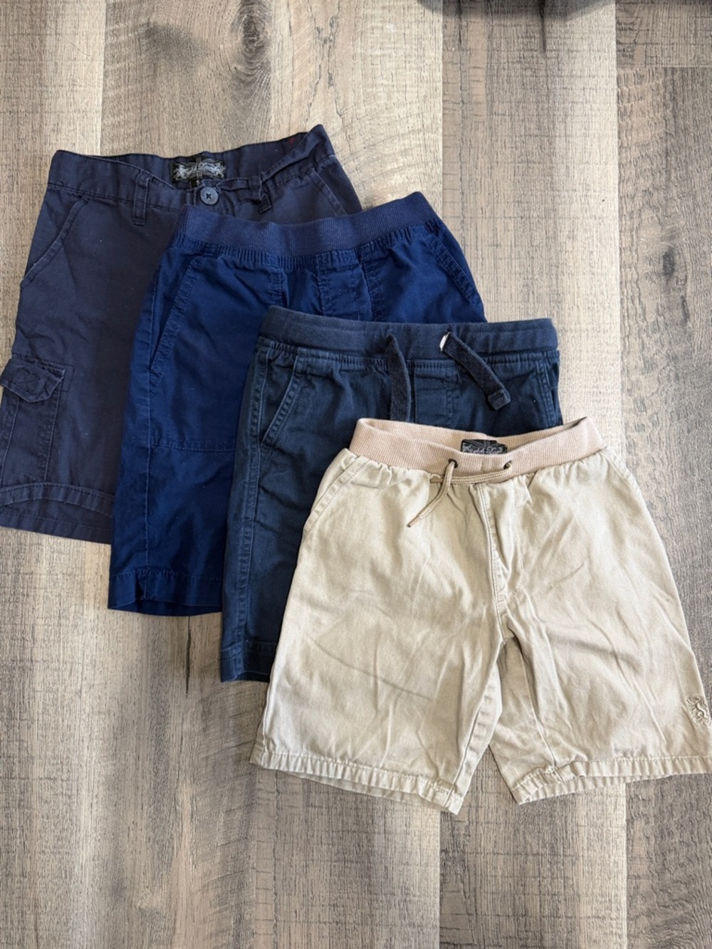 Lot of 4 Kids Uniform Shorts Pack — Navy & Khaki Size 5